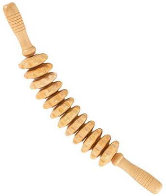 Toionmm Massageroller Holz, Faszienrolle Holz mit Griff, Rücken Massagegeräte Holz, Anti Cellulite Massage Massagegerät, Faszienstab holz für Muskelentspannung, Körperformung, Massage