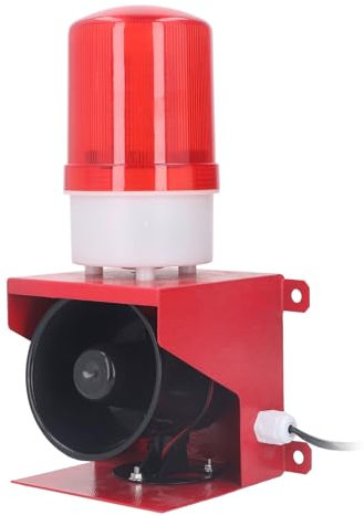 Fockety Sirène D'alarme Industrielle, Sirène D'alarme Sonore et Lumineuse de 115 DB avec Lumière Stroboscopique, Sirène Extérieure étanche, Alarme de sécurité, Klaxon, Sirène D'alarme