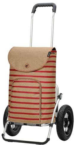 ANDERSEN Einkaufstrolley - Royal Shopper Eske rot 47 L Handwagen, modern, nachhaltig, Shopping, Aluminium, klappbar, luftbereiftes Kugellagerrad