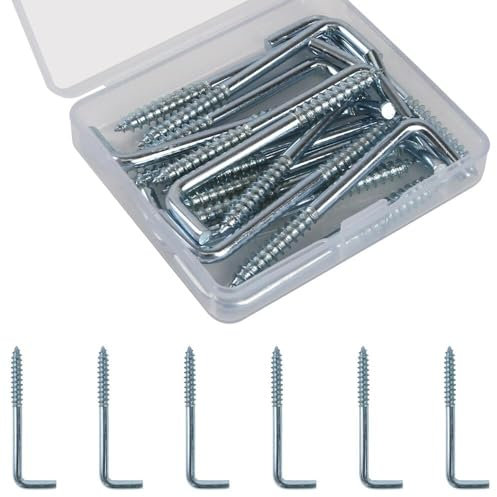 KAKULO Ganci a vite ad angolo retto a forma di L, ganci autofilettanti a 7 forme per appendere (16 pezzi, 60 mm)