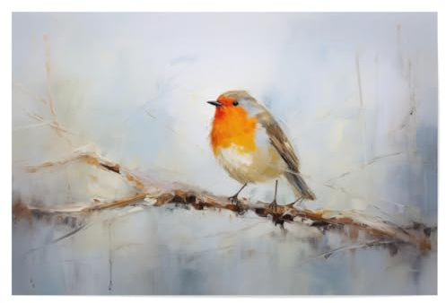artboxONE Poster 60x40 cm Natur Ölgemälde eines Rotkehlchens - Bild tier gemälde impressionistisch
