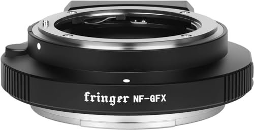 Fringer NF-GFX Kameraobjektiv-Adapter, Autofokus, integrierte elektronische Blende für Nikon D, G, E Objektiv, kompatibel mit Fuji Fujifilm GFX100s/50R/50S