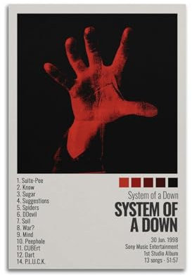 suumyo System of A Down Poster, Raumdekoration, ästhetisches Poster, künstlerisches Poster für Schlafzimmer, Wohnzimmer, Wände, 30 x 45 cm, ungerahmter Stil