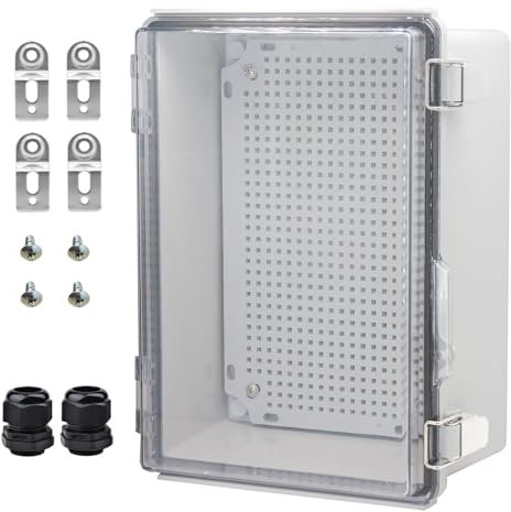 YETLEBOX Waterproof Electrical Box Junction Box Weatherproof IP67 ABS Plastic Enclosure Switch Router Project Box Electronics DIY Enclosure with Mounting Plate and Wall Bracket Clear 11.8x7.9x5.1