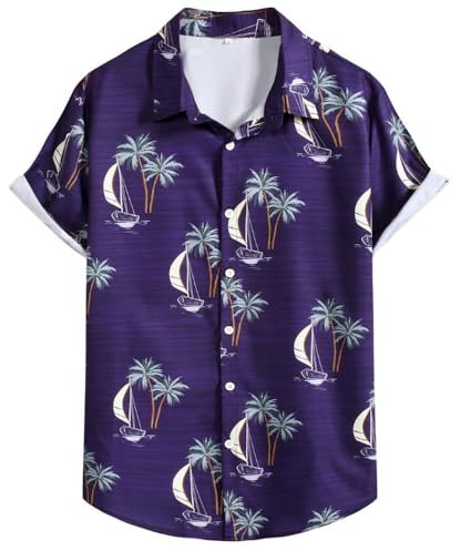 Strandshirt Herren Sommer Reise Druck Muster Design Hawaii Hemd Herren Outdoor Vintage Casual Shirt Herren Urlaub Lose Komfortabel Leinenhemd Herren Z-75 S
