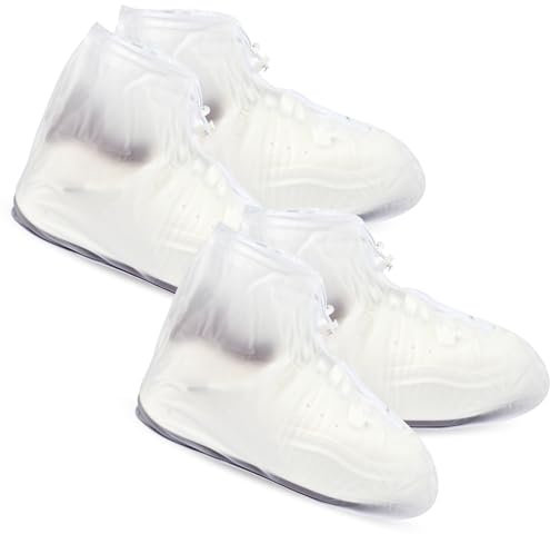 2 Paare Schuhüberzieher Wasserdicht Überschuhe Wiederverwendbare Wasserdichte Regenschuhüberzüge mit Reißverschluss Regenschutz Schuhe Regenüberzieher Schuhe für Outdoor Regen Schlammige XL(41-42)