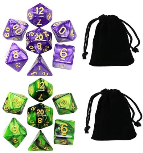 2 dadi multi-faccia, dadi poliedrici acrilici, riutilizzabili, per carte da gioco di ruolo Dungeons & Dragons