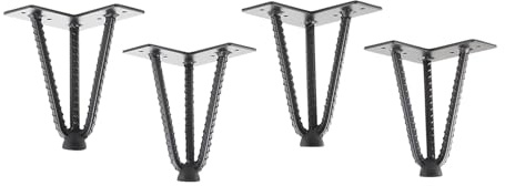 SOTECH 4 x Haarnadelbeine Industrial Look schwarz 150 mm | 3 Streben Hairpin Legs Baustahloptik Möbelbeine für Sofas und Schränke Möbelfuß