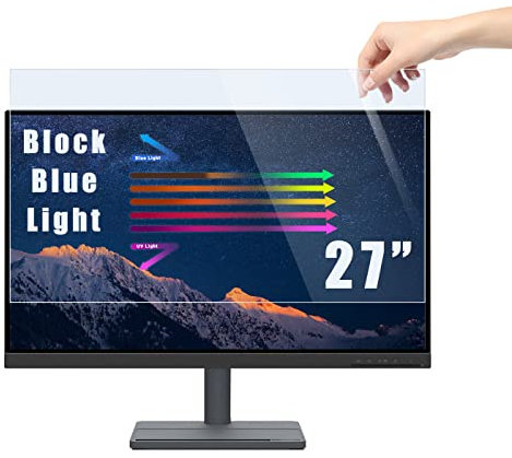 PYS Protector de pantalla de bloqueo de luz azul de 27 pulgadas para monitor de computadora, unisex, extraíble, relación de aspecto 16:9, 68.6 cm, filtro antirreflejos para protección ocular