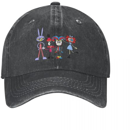 The Amazing Digital Circus Pomni Jax Baseballkappen, verwaschenes Cartoon-Design, Snapback-Kappe für Herren und Damen, verstellbare Hüte