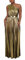 AOMEI Women's Luxury Metallic One Shoulder Sleeveless Elegant Pleated Long Dress (Gold,L)