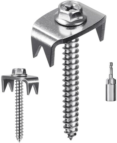 Qerwsdty Zaunklammern, Zaunnägel für Weichholz, Wiederverwendbare Drahtzaunklammern, Schrauben für Maschendraht und Flechtzäune, 50 Zaunbefestigungen