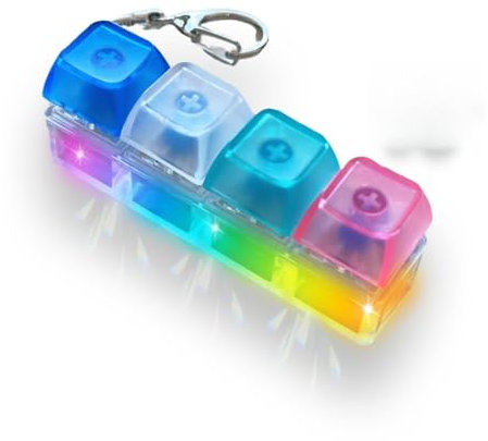 Keyboard Fidget Toy for kids, Fidget Keyring with LED Light for Adults Kids | Four-key Color Mini keyboard Fidget Toys | Mechanical Keyboard Toy for Stress Relief and Pass the Time