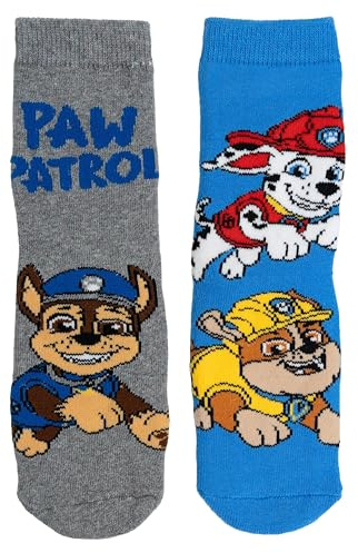 United Labels Paw Patrol Socken für Jungen - Chase, Rubble und Marshall Kinder Sneaker Kindersocken Söckchen Blau/Grau (2er Pack)