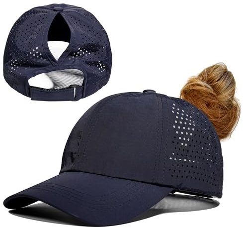 Gisdanchz Running Cap Damen Sommer Pferdeschwanz, Verstellbar Kappe Basecap Damen Cappy Frauen Kopfbedeckung Sonnenschutz Kopf Sonnenkappe Schildkappe Sonnencap Baseball Caps, Marineblau One Size