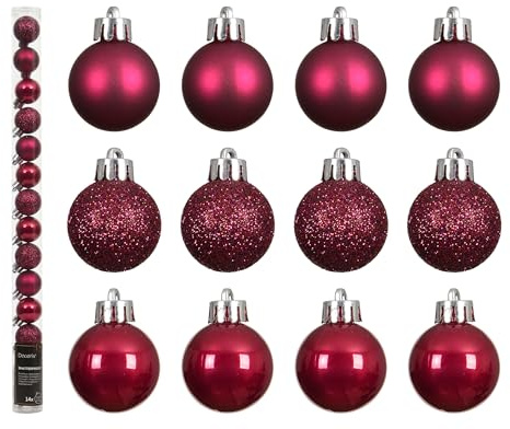 Kaemingk Weihnachtskugeln Kunststoff 3cm 14er Set - klein & bruchsicher - Christbaumkugeln Weihnachtsbaumkugeln für Weihnachten - Christbaumschmuck & Weihnachtsbaumschmuck - Festlich Rosa
