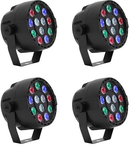 awolsrgiop 4 PCS Bühnenlicht, Strahler Discolicht DMX Scheinwerfer mit 36 LED RGB Partylicht, 4 Modi Light für Bar, Bühnen, Party, DJ, Halloween, Weihnachten