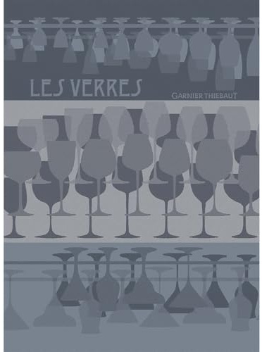Garnier Thiebaut Geschirrtuch Les verres à pied Denim 50x70 cm Baumwolle