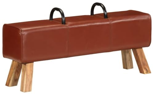Generisch Bank Turnbock-Design Braun 110 cm Echtleder,Möbel,Sitzbänke-356379