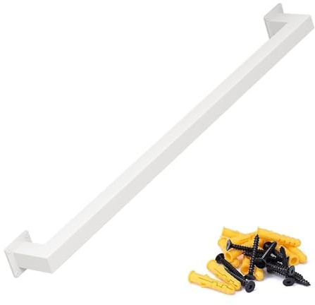 LWJSOCP Corrimano per Scale in Ferro battuto con Supporto a Parete, per Interni ed Esterni, con Tubo Quadrato Bianco, Lunghezza 130 cm (4,3 Piedi).