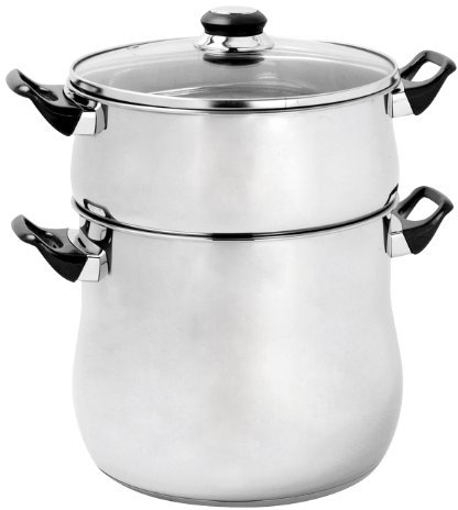 Crealys 504940 Couscous-Topf, 24 cm, 12 l, Edelstahl, mit schwarzem Bakelitgriff