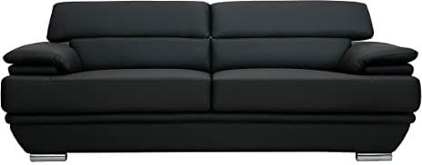 Miliboo Design-Ledersofa DREI Plätze verstellbares Kopfstück Schwarz Ewing - Büffelleder