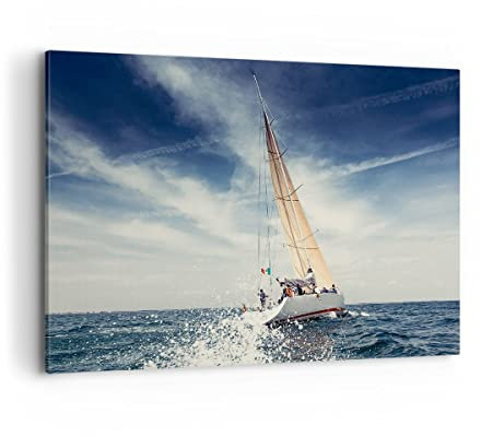 ARTTOR Wandbilder Dekoration Wohnzimmer Segeln Yacht Reise Bilder auf Leinwand 120x80cm Leinwandbild Schlafzimmer Küche Deko Wand Kunstdruck Art Groß XXL Wanddeko Bild Wall Decor Canvas AA120x80-2797