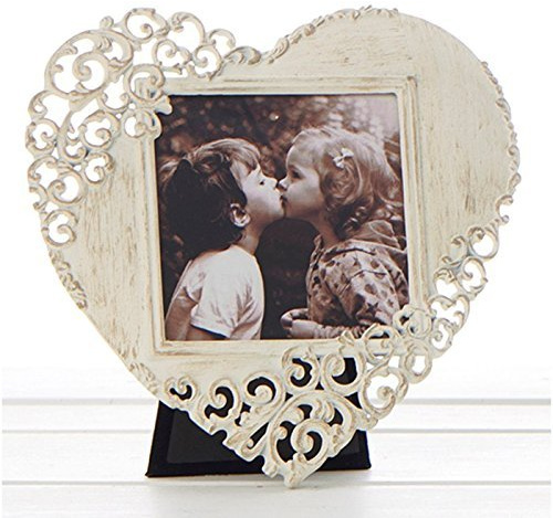 Old Cream Lace Heart Photo Frame 3x3