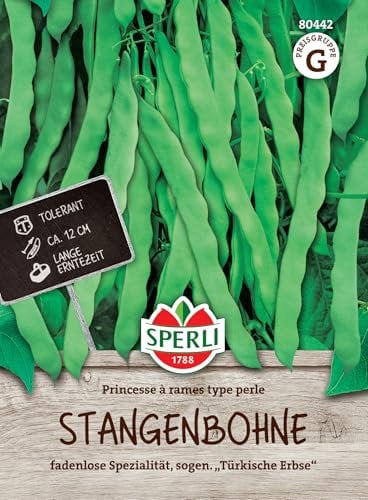 Sperli Stangenbohnensamen Princesse à rames 80442 - tolerante Sorte - fadenlos - lange Erntezeit - ca. 12cm - Saatgut, Samen Gemüse, Gemüse Pflanzen