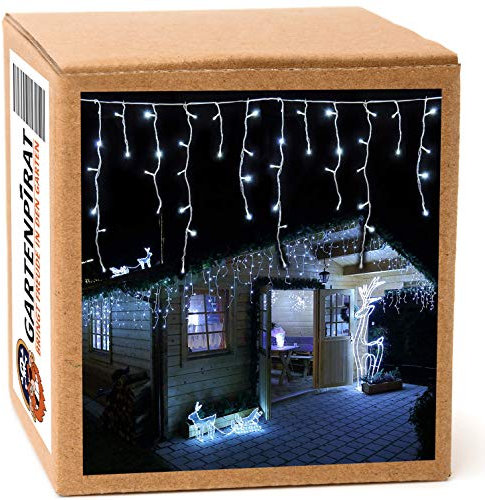 Gartenpirat Eisregen LED Lichterkette 6 m 240 LED kaltweiß Weihnachtsbeleuchtung Timer außen innen