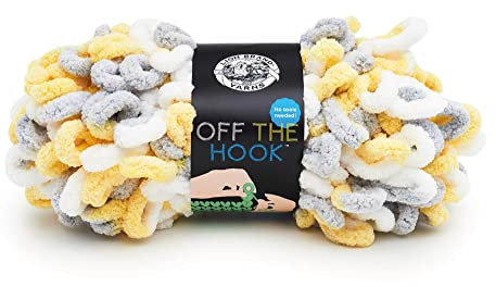 Lion Brand Yarn Off the Hook Garn, Bulky No-Needle Bastelgarn zum Häkeln, Handstrickgarn, 1er Pack, Lemon Drop