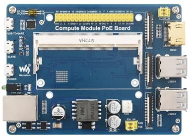 Waveshare Compute Module IO Board with PoE Feature Composite Breakout Board for Developing with Raspberry Pi CM3 / CM3L / CM3+ / CM3+L