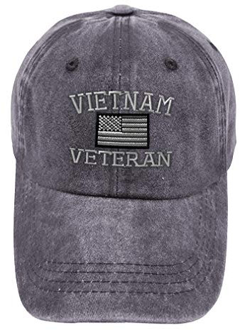 Vintage Gewaschener Hut Vietnam Veteran F Stickerei Baumwolle Papa für Männer & Frauen, grau, Einheitsgröße