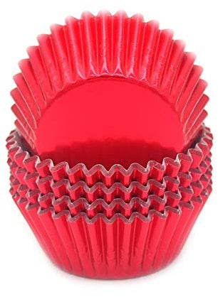Mombake Einweg-Backförmchen aus Standard-Folien Papier, Muffin-Cupcake-Förmchen für Partys und mehr (Rot, 100 Stück)