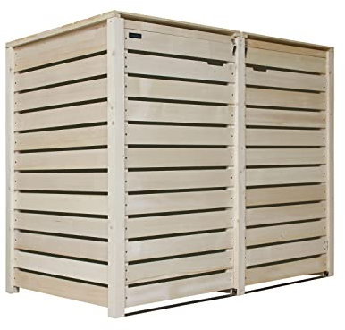 Mülltonnenbox Mülltonnenverkleidung Holz 240 L naturbelassen inkl. Rückwand vormontiert Müllcontainer Mülltonnenschrank Mülltonne Hamburg (für 2 Tonnen)