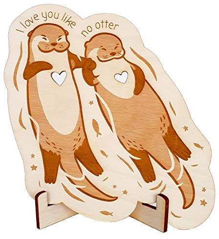 Suzu Papers Otter Karte aus Holz - Personalisierbare Liebesgrußkarten - Geburtstagskarte Otter Geschenk - Otter Half - Ich liebe dich Karten Liebe
