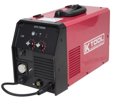 K Tool International 75500 Portable MIG Welder for Garages, Repair Shops, and DIY, 115V, 120 Amp; Adjustable Gas Regulator, 8.5' Torch, Mild Steel 0.030 Wire, Chipper Hammer, Earth Clamp Set, Mask