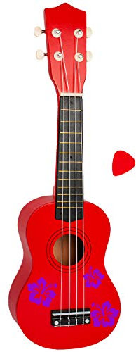 Kinder - Gitarre/Ukulele - aus Holz - Motiv & Farbwahl - rot & Blumen & Blüten lila - violett - hochwertige Konzertgitarre - 55 cm - Klassik - akustische - ..