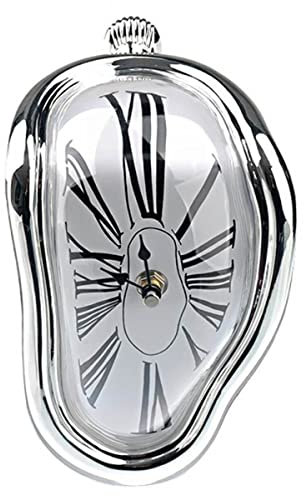 Petyoung Schmelzende Uhr Surrealistischer Salvador Dali Stil Lustige Schreibtischuhr L-Form für Home Office Geschenkidee für Männer und Frauen