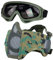 Yzpacc Airsoft Maske und Brille, Faltbare Halbgesichts Airsoft Mesh Maske mit Ohrenschutz für Paintball Schießen, Cosplay, CS-Spiel (Camouflage & Grün)