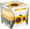 BISPOL Dreifarbige Duftkerze, quadratisches Glas, Duft: Sonnenblumen, 32 Stunden Brenndauer