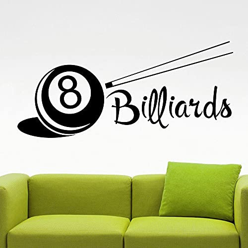 QIANGTOU Billard Wandtattoo Billard Spiel Dekor Wandaufkleber für Billard Club Home Schlafzimmer Inneneinrichtung Design Vinyl Wandbilder 115x53cm