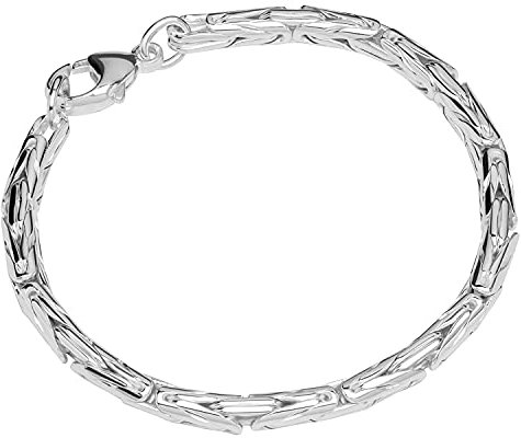 NKlaus Damen-Armband 925 Sterling Silber, 19cm Königskette rund