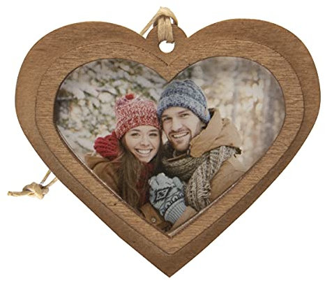 FINE PHOTO GIFTS Herzförmige Foto-Ornamente aus Holz, 5,7 x 4,4 cm, 10 Stück