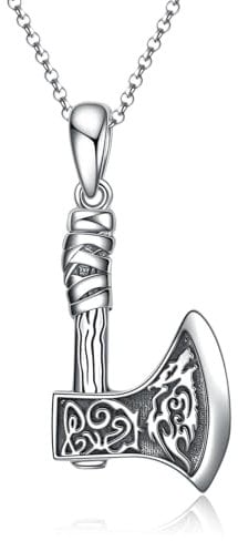 VONALA Sterling Silber Nordischer Talisman Wikinger Streitaxt Wolf Kopf Halskette Nordischer Schmuck Für Männer Freund Geburtstagsgeschenk