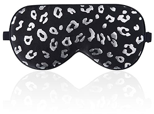 100% Silk Sleep mask with Adjustable Strap,Comfortable and Super Soft Eye mask Ultimate Sleeping aid,blindford silverleopard