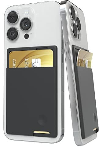 EAZY CASE Smartphone Kartenhalter aus Silikon zum aufkleben, starkhaftendes Kartenetui, selbstklebendes Kartenfach, Kreditkartenetui für Handys, Kartenhülle für Kreditkarte und EC-Karte, Schwarz