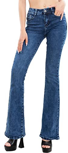 Toocool Jeans Damen Hose Skinny Push Up Pfote Elefant Glocke XM-986, Ng-169 Blau, XL