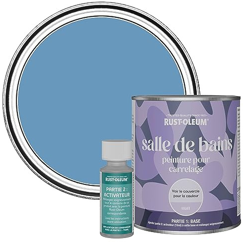 Rust-Oleum Blue Water-Resistant Bathroom Tile Paint in Matt Finish - Cornflower Blue 750ml