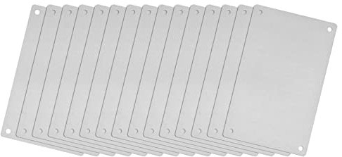 sourcing map Blanko-Etiketten aus Edelstahl, 66 x 45 mm, rechteckige Gravur, blanko, Karte mit 4 Löchern für Maschinen-Namensschild, DIY-Etiketten, 15 Stück (silberfarben)